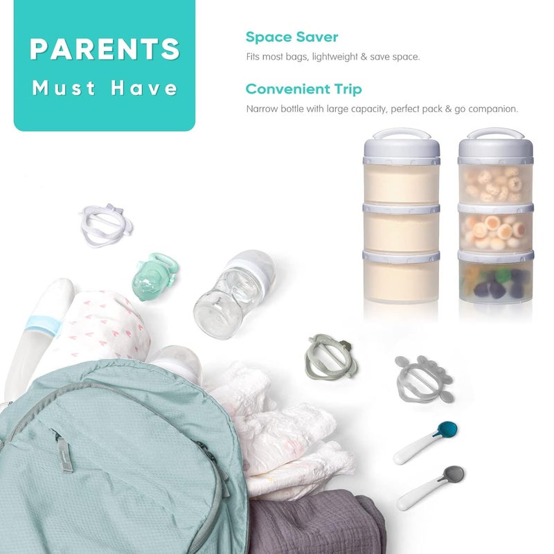 Termichy Stackable Formula Dispenser Portable Milk Powder Container, 2 Pack, Grey - Image 4